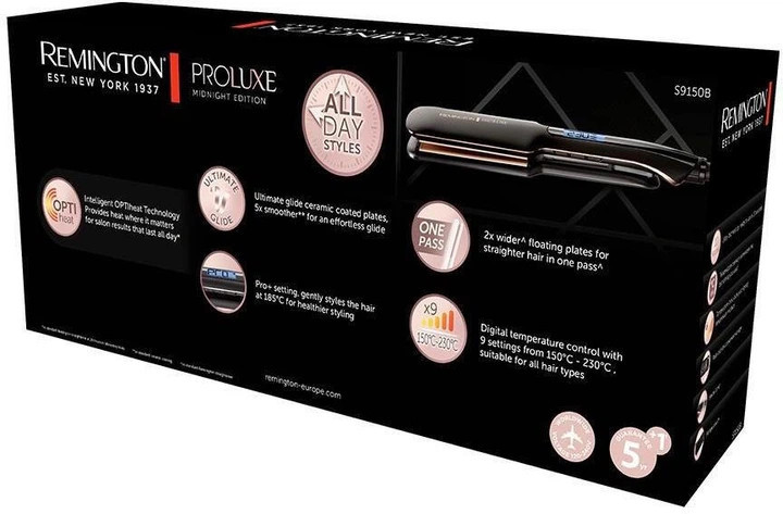 Выпрямитель для волос Remington PROluxe Midnight Wide Plate Straightener S9150B черный Київ - зображення 9