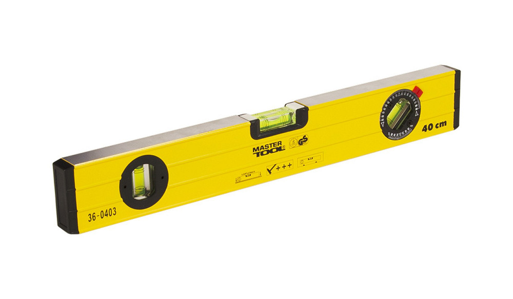 Уровень строительный MASTERTOOL ПРОФИ 40 см 3 капсулы 0,5 мм/м 0,03°  фрезерованные поверхности 36-0 Харків - зображення 1