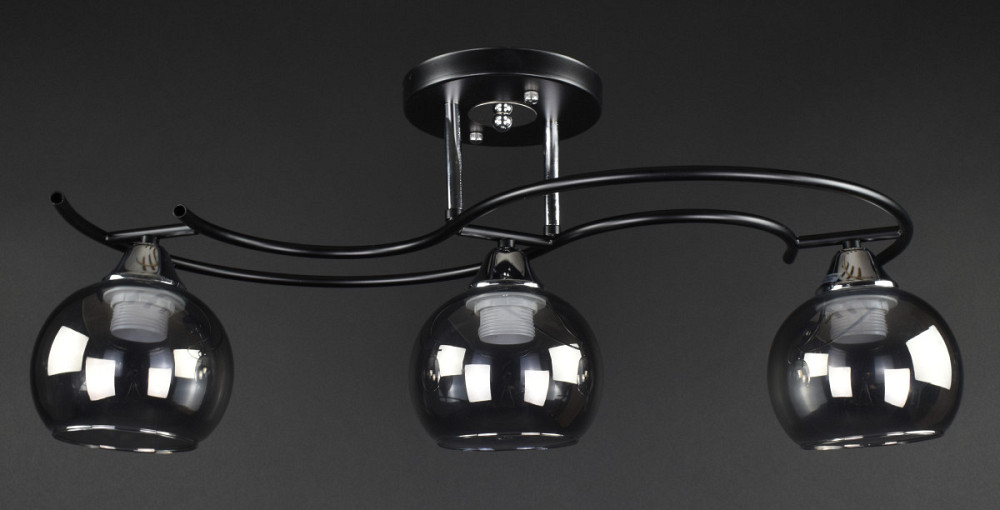 Люстра стельова на 3 лампочки 11585/3D-ch-bk-gr Чорний 25х25х64 см. Київ - зображення 1