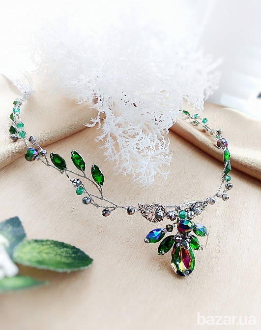 Эльфийская ветвь зелёный диадема налобное украшение веночек ободок обруч гибкий эльф косплей аниме Луцк - изображение 3