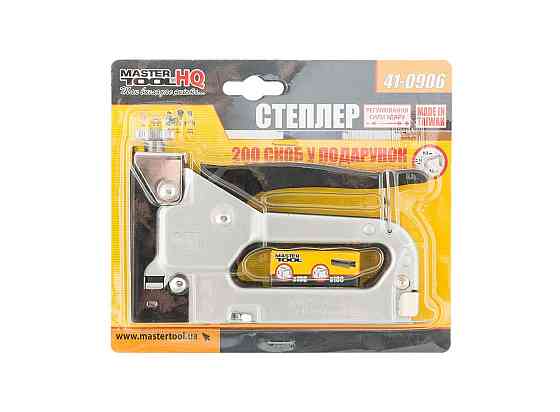 Степлер пружинный MASTERTOOL скоба R53 4-14 мм, плавная регулировка силы удара, корпус металл/хром 4 Харків