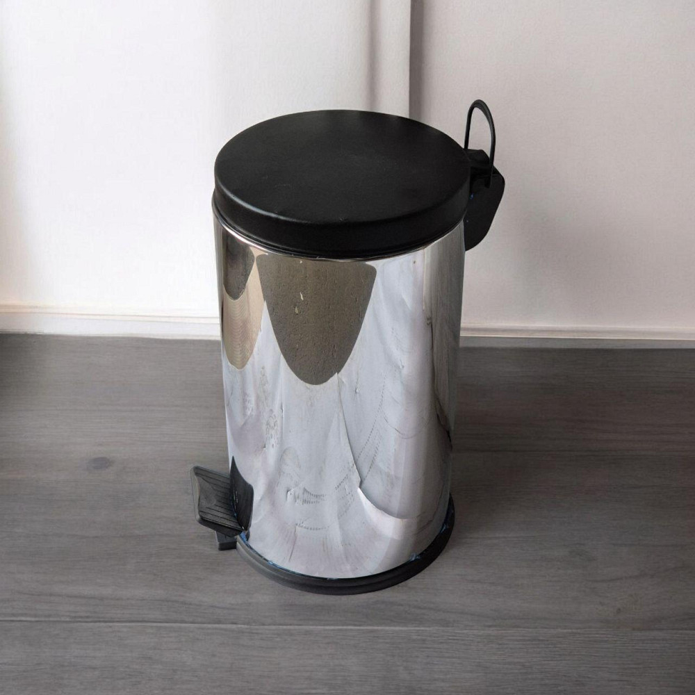 Урна из нержавеющей стали,30 л, глянец, пластиковая крышка (0111p) Київ - зображення 1