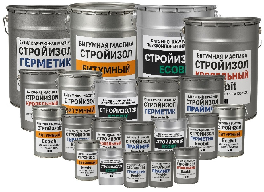 Битумно - каучуковая двухкомпонентная мастика ведро 5,0 кг СтройИзол 2К ЭКОБИТ Б В.2.7-108-2001 Днепр - изображение 3