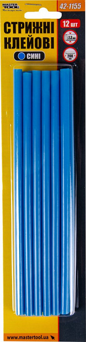 Стержни клеевые MASTERTOOL 7.2х200 мм 12 шт синие 42-1155 Харків - зображення 2