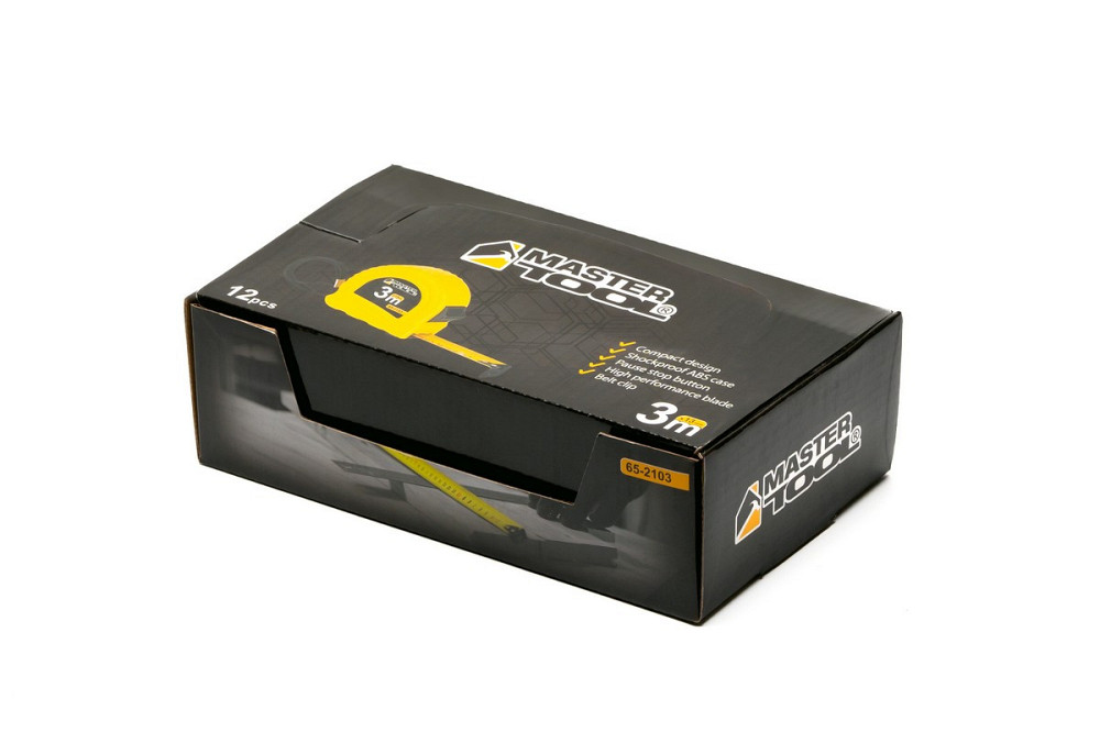 Рулетка MASTERTOOL 3 м х 13 мм фиксатор полотна кнопка STOP противоскользящий крючок 12 шт SHOWBOX 6 Харків - зображення 7
