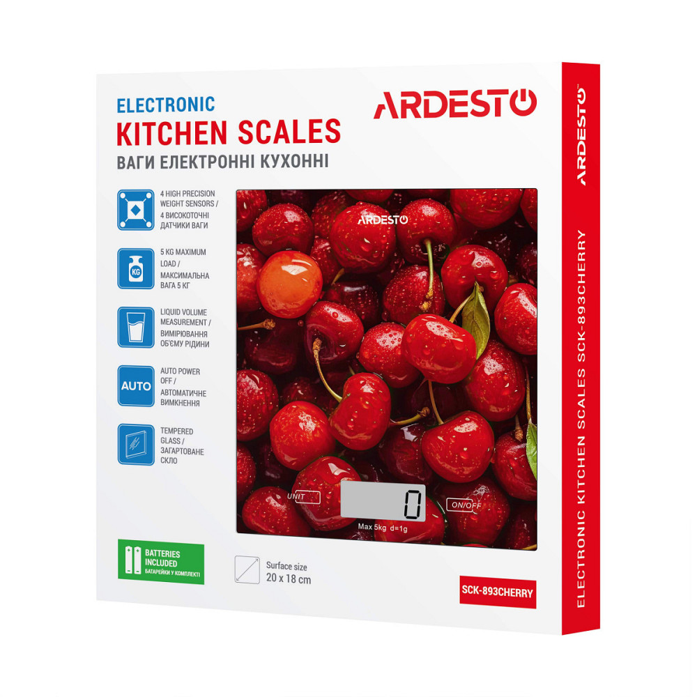 Весы кухонные Ardesto SCK-893CHERRY 5 кг Київ - зображення 6