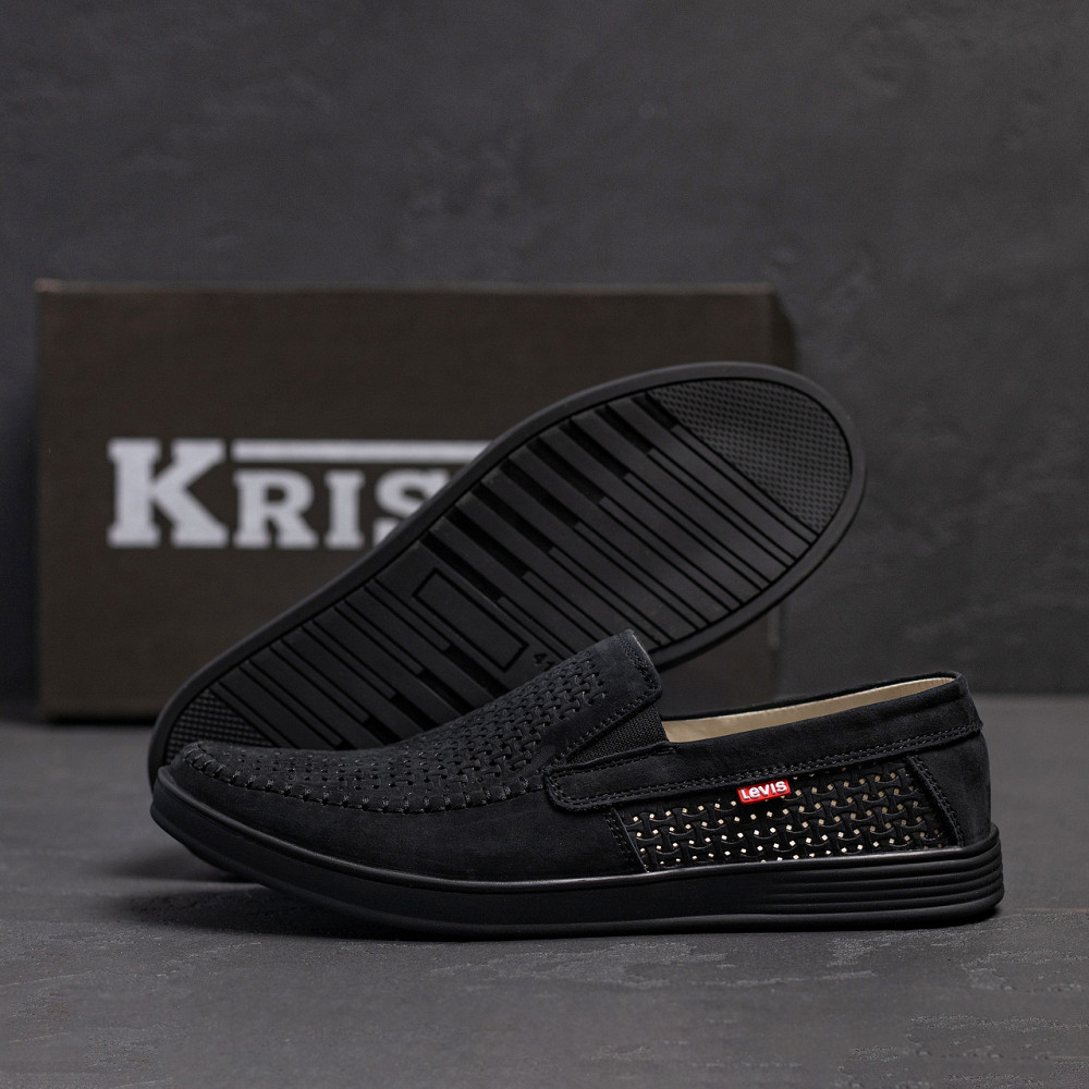 Мужские летние кожаные мокасины  LS перфорация Dark Київ - зображення 9