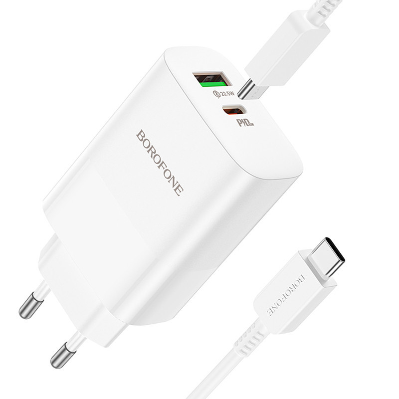 СЗУ Borofone BN10 Sunlight PD65W (1USB-A/1C) + кабель Type-C to Type-C Херсон - изображение 2