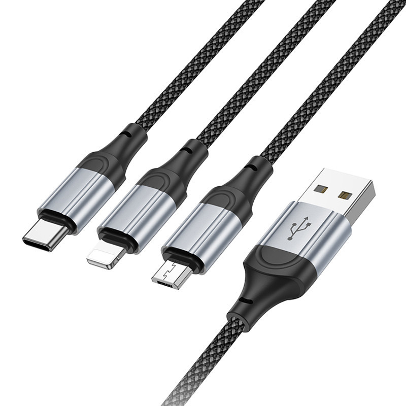 Дата кабель Hoco X102 Fresh 3in1 USB to Lightning /MicroUSB/Type-C 2.4A (1m) Херсон - зображення 3