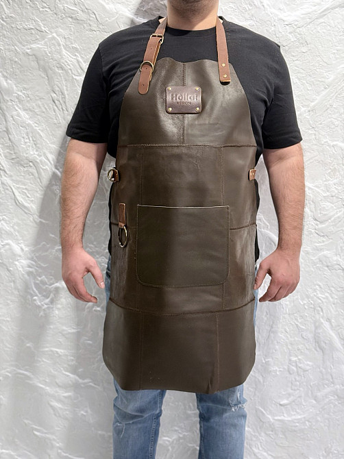 Фартук из натуральной кожи коричневый HollaApron Brown Харків - зображення 3