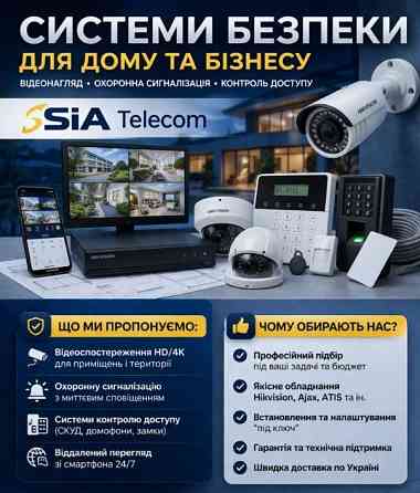 Системи безпеки для дому та бізнесу: відеонагляд, сигналізація, СКУД Київ