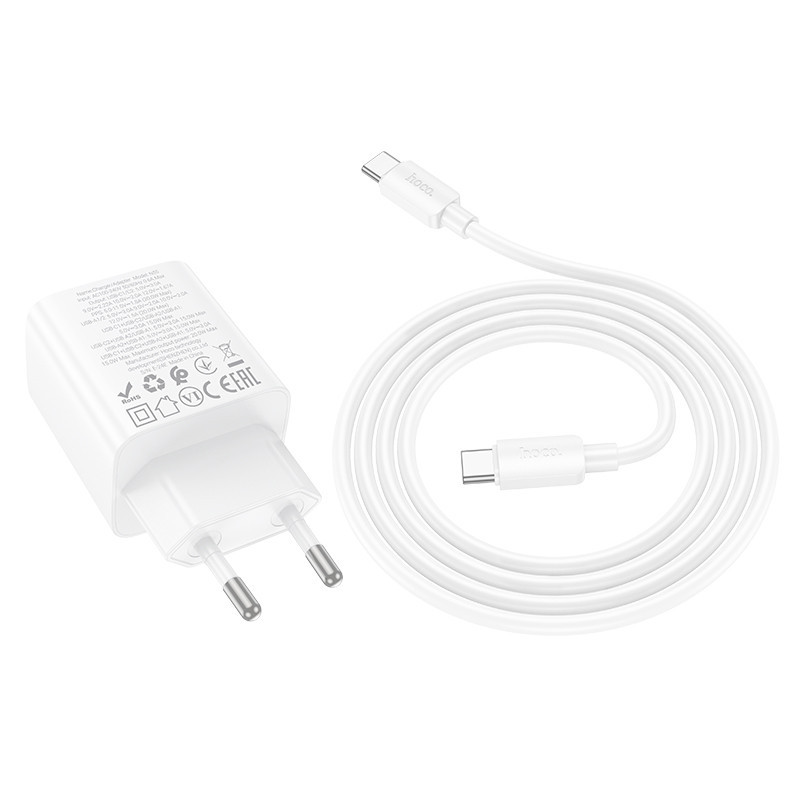 СЗУ Hoco N55 Fundador PD20W+QC3.0 (2USB-A/2C) + кабель Type-C to Type-C Херсон - зображення 3