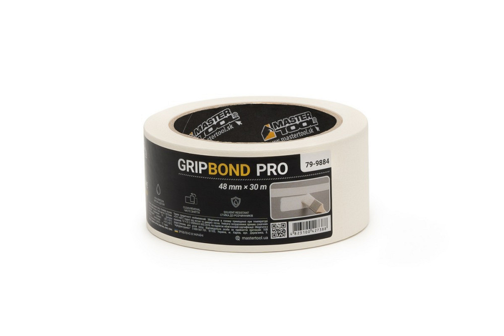 Лента малярная универсальная MASTERTOOL GripBond Pro 48 мм×30 м белая 79-9884 Харків - зображення 2