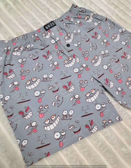 Мужские серые семейные трусы с принтом «Смешные рожицы» BRES (арт. MBXK 306/01/122) Кривой Рог - изображение 3