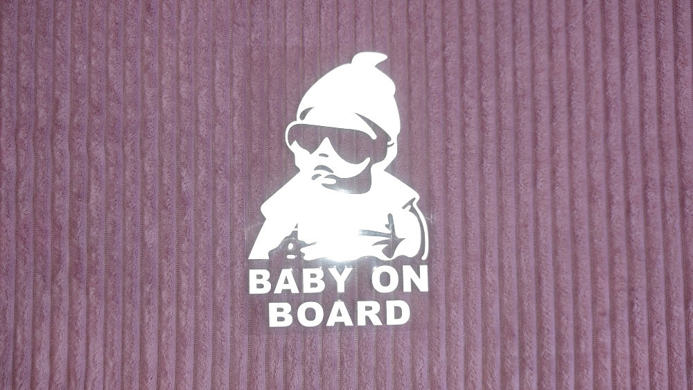 Наклейка на авто Baby on board Белая светоотражающая Борисполь - изображение 6