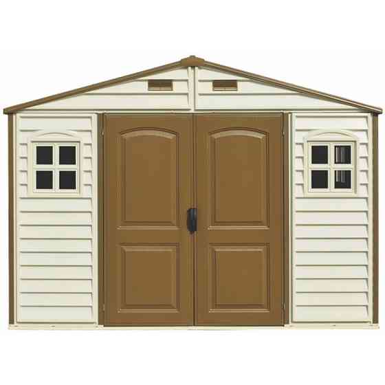 Сарай пластиковый Woodside 325x247x231 см слоновая кость, коричневая крыша Киев