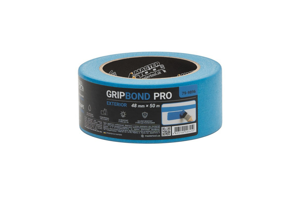Лента малярная для фасадных работ MASTERTOOL GripBond Pro Exterior 48 мм×50 м синяя 79-9896 Харьков - изображение 8