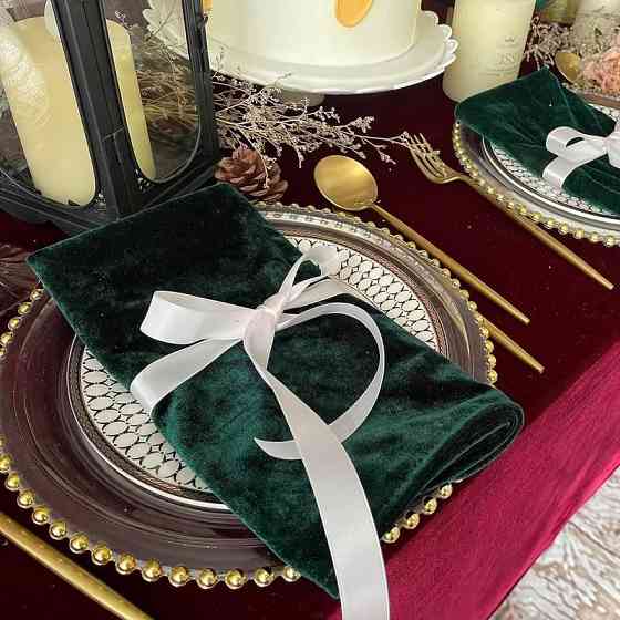 Салфетки бархатные Leeseph 45х45см зеленые 6 штук Одеса