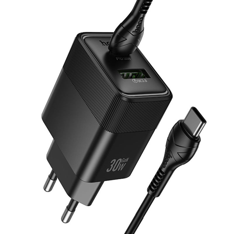 СЗУ Hoco CS112A Lounge PD30W+QC3.0 (1USB-A/1C) + кабель Type-C to Type-C Херсон - изображение 4