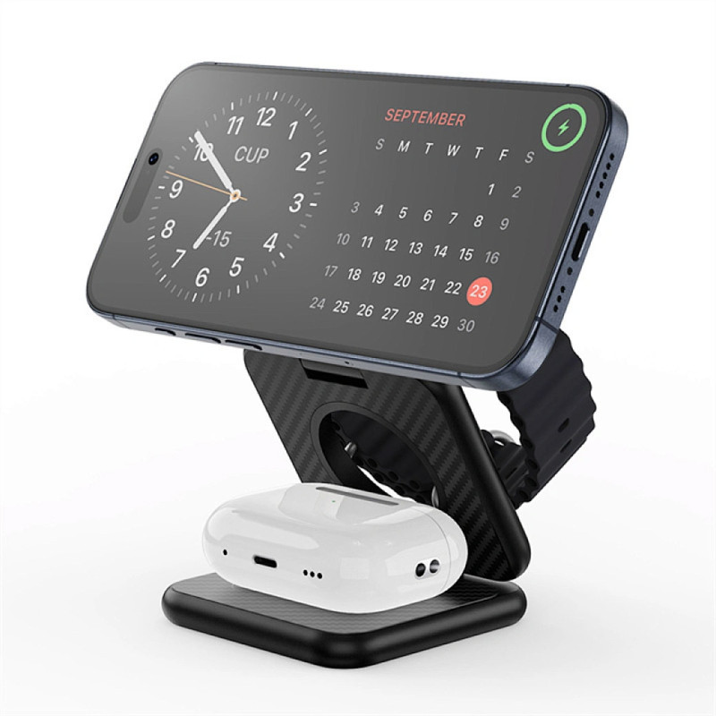 БЗУ WIWU Wi-W035 Kevlar Mag Go 3 in 1 wireless charger Херсон - зображення 1