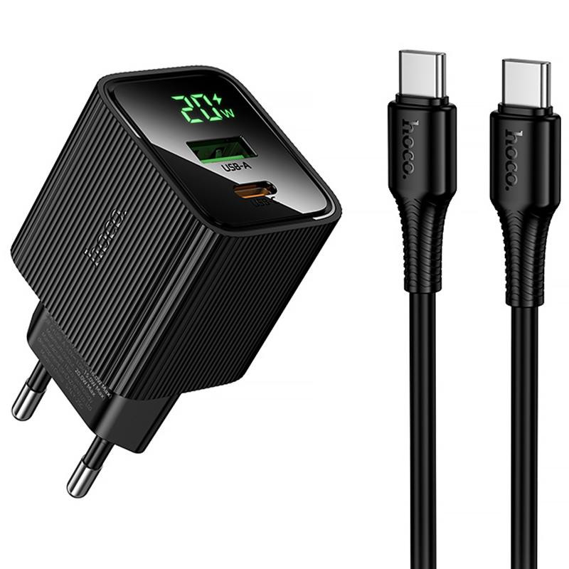 СЗУ Hoco CS83A Excellent with digital display PD20W+QC3.0 (1USB-A/1C) + кабель Type-C to Type-C Херсон - изображение 1
