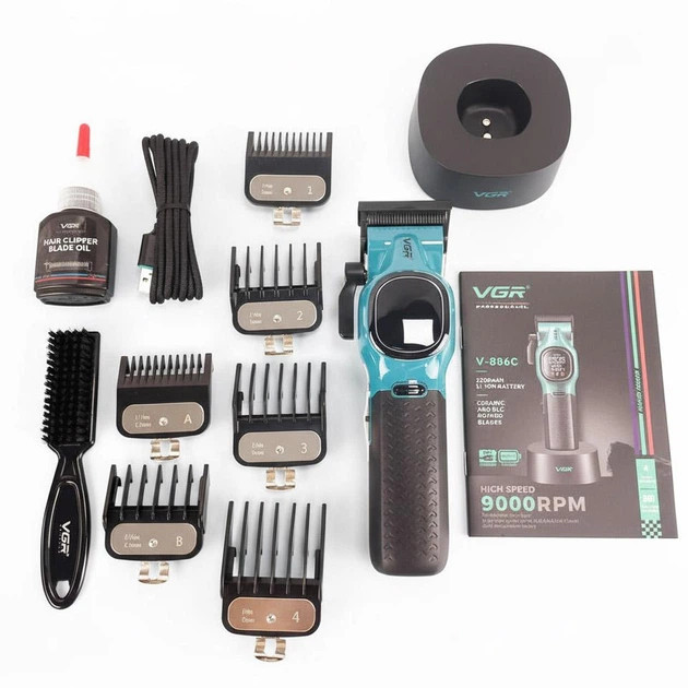 Машинка для стрижки аккумуляторная VGR V-886C GREEN зеленая Киев - изображение 2