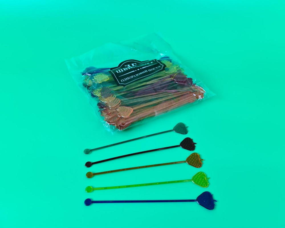 Мешалка пластиковая для коктейля "Клубника" 18,8 (100шт)  (1 пач) Харьков - изображение 1