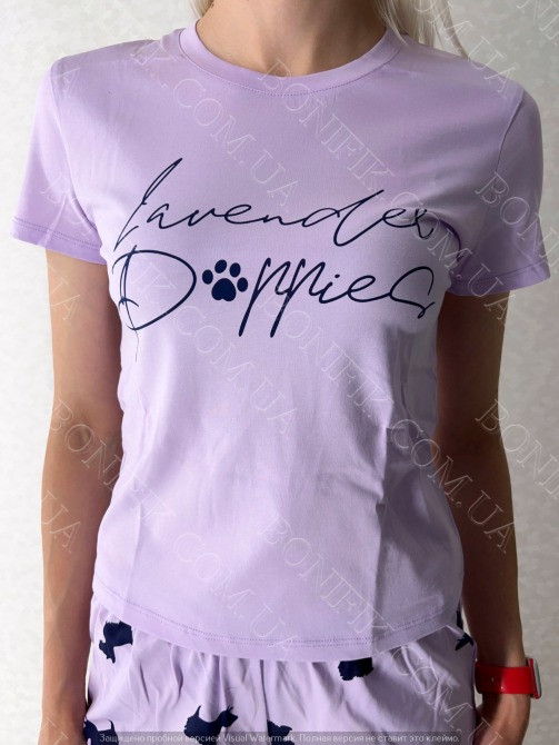 Женский комплект (футболка+шорты) "Lavender Puppies" (12062) (арт. 1759) Кривий Ріг - зображення 2