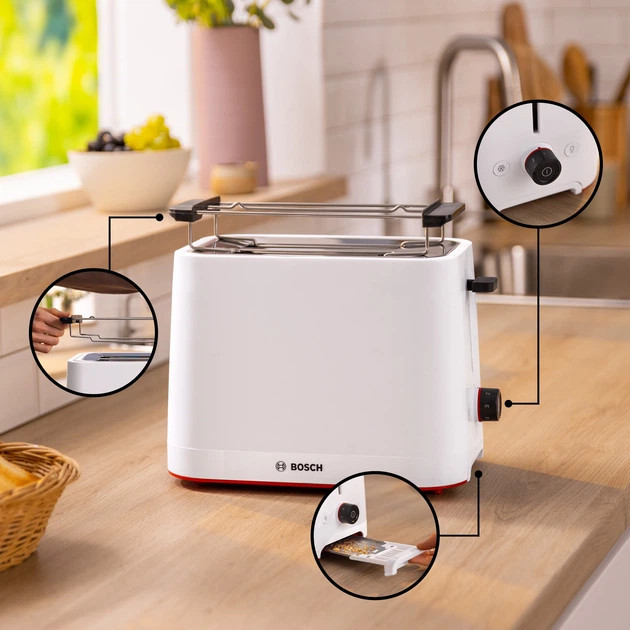 Тостер Bosch TAT3M121 950 Вт белый Київ - зображення 7