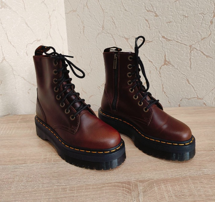 Ботинки Dr. Martens Vegan Jadon Ii Cherry Red Oxford Rub Off 39р/27 см Роздільна - зображення 3