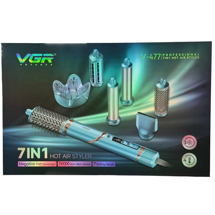 Фен-стайлер VGR 7 в 1 V-477 GREEN 1400 Вт зеленый Київ - зображення 7