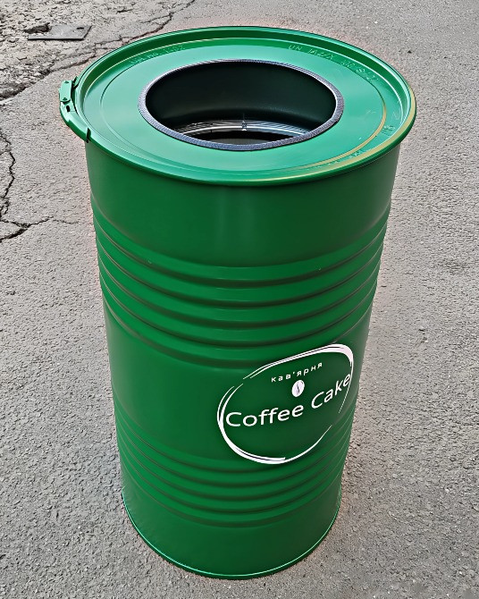 Урна з попільничкою 100 л з металевої бочки з нанесенням логотипу вашого бізнесу Київ - зображення 7