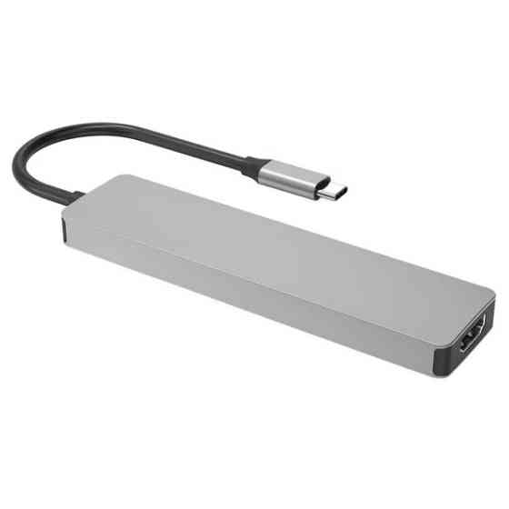 USB HUB Proove Iron Link 7 in 1 (2*Type-C + 2*USB3.0 + HDMI + SD/TF) Silver (HBIL00222004) (Код това Харків