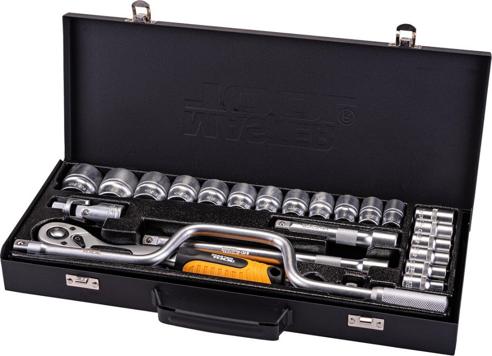 Набор инструментов MASTERTOOL PROFI ½" 24 шт 10-32 мм гнутый вороток CrV50BV30 металлический кейс 78 Харьков - изображение 1