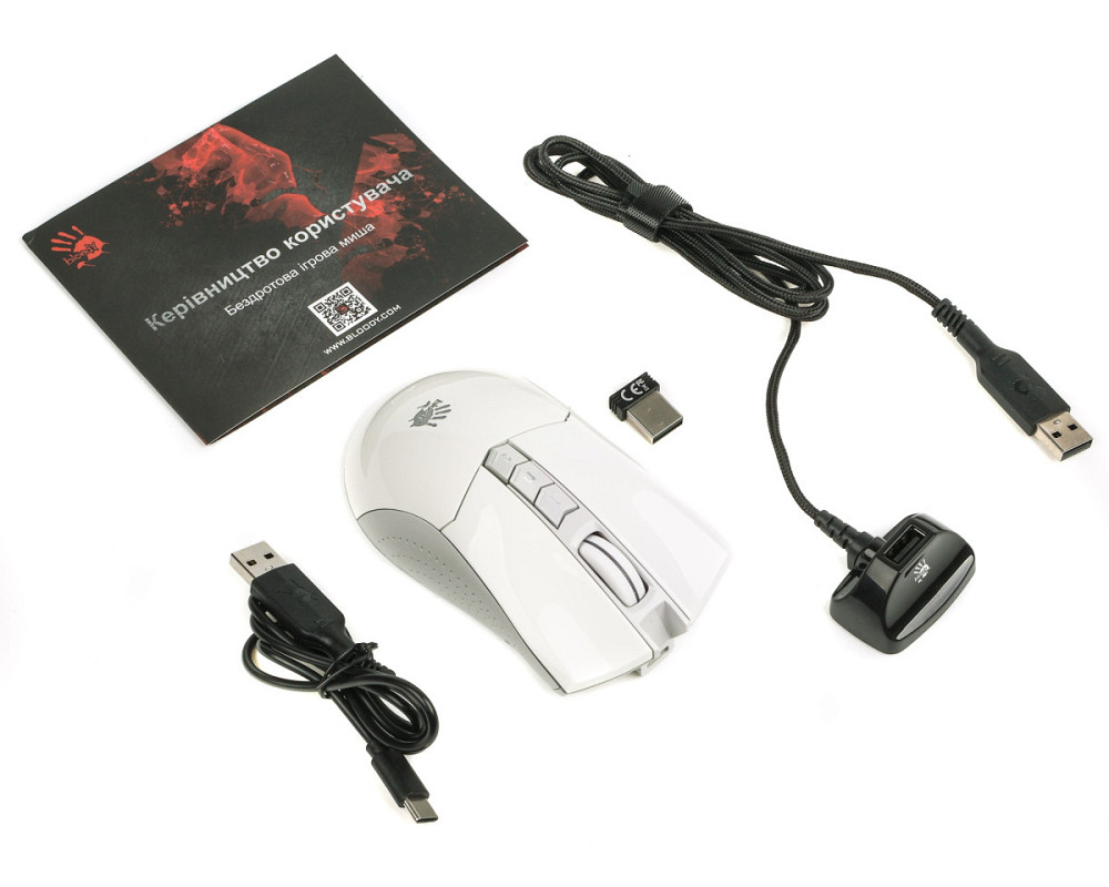 Мышь компьютерная безпроводная Bloody R90 Plus Greyish White белая Київ - зображення 9