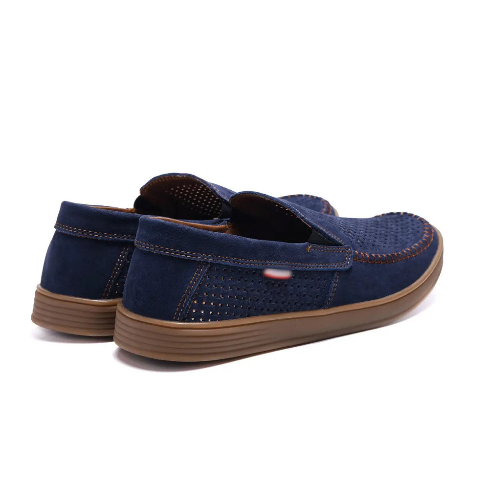 Мужские летние кожаные мокасины  LS перфорация Dark blue Киев - изображение 4