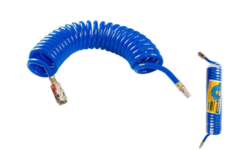 Шланг пневматический спиральный MASTERTOOL PU 15 атм 8х12 мм 5 м с быстросъемными соединениями 81-84 Харків - зображення 1