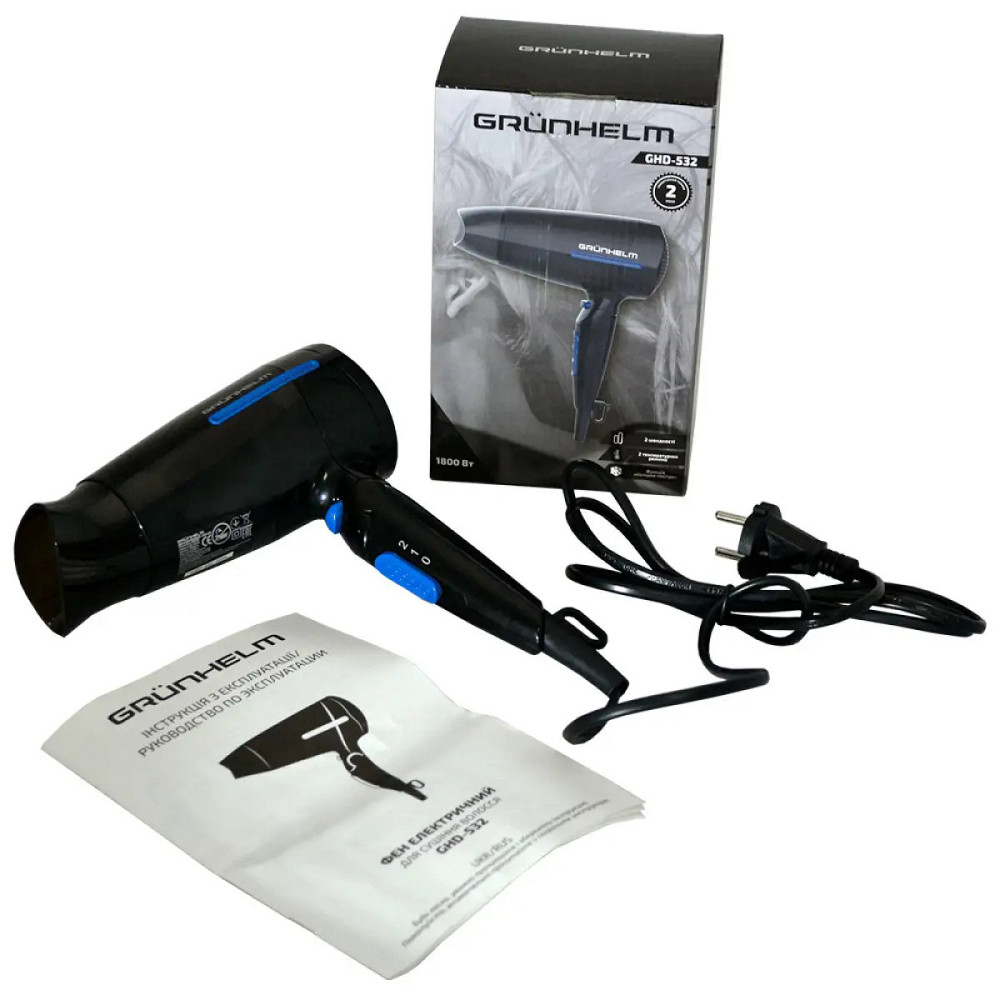 Фен Grunhelm GHD-533 1800 Вт черный Київ - зображення 6