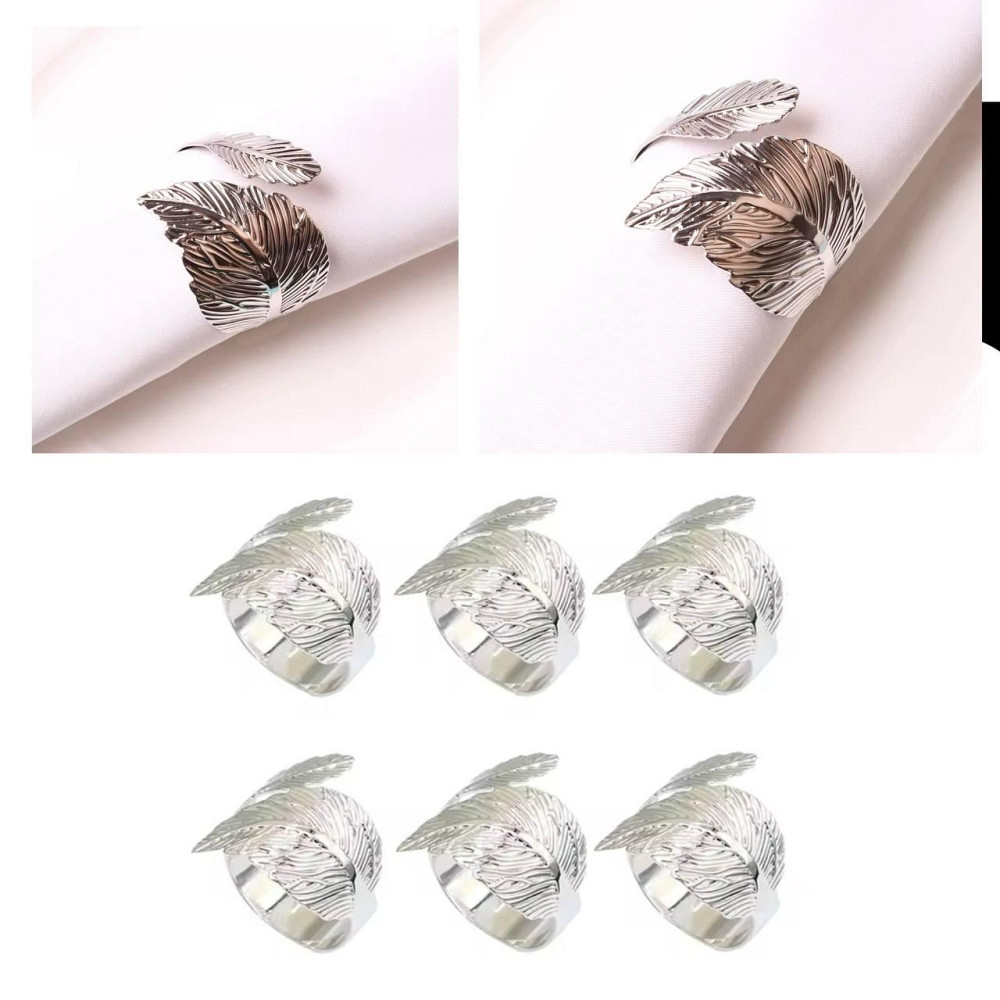 Набор колец для салфеток Leeseph Листья Silver 6 шт Одесса - изображение 1