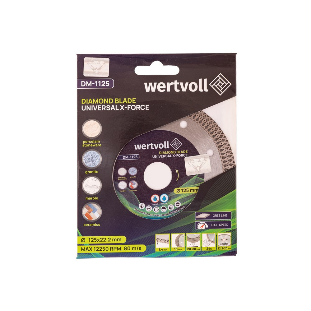 Диск алмазный для керамогранита WERTVOLL UNIVERSAL X-FORCE 125х1.4 мм 24% высота алмазного слоя 10 м Харків - зображення 2