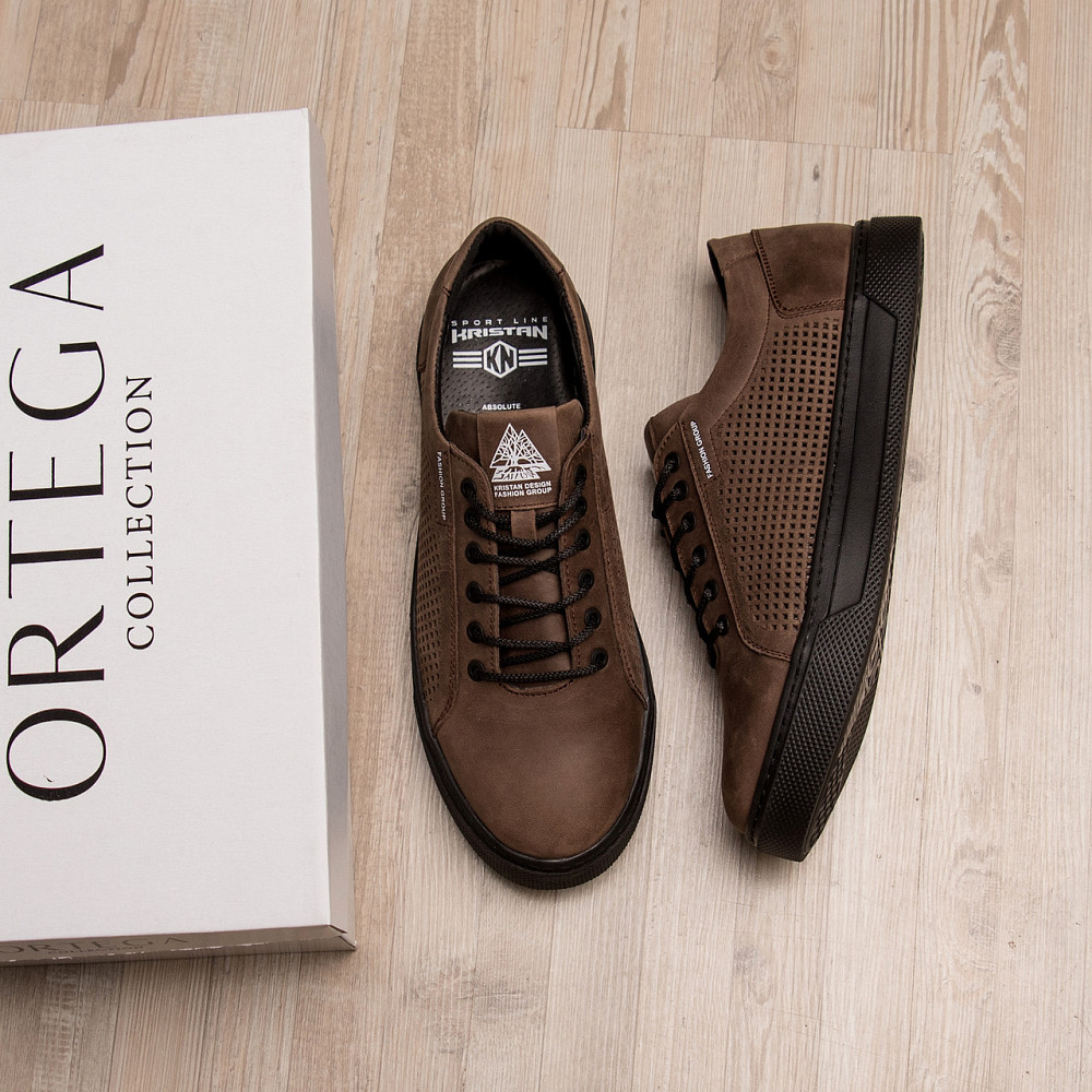 Мужские летние кожаные кеды Kristan перфорация Київ - зображення 7