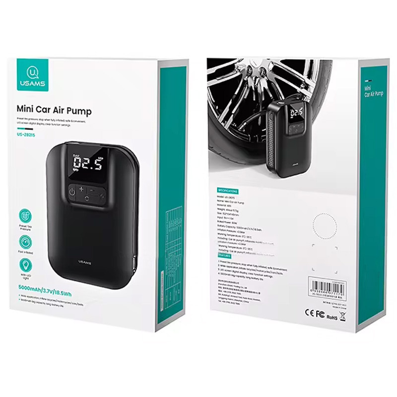 Портативный насос Usams US-ZB215 Mini Car Air Pump Херсон - зображення 6