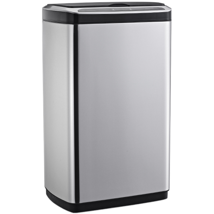 Сенсорное мусорное ведро JAH 30 л прямоугольное с внутренним ведром серебряный металлик Київ - зображення 1