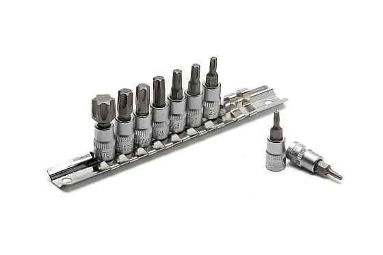 Набор головок торцевых MASTERTOOL с отверточными насадками TORX 1/4" T10-T60 CrV 9 шт 78-1400 Харків