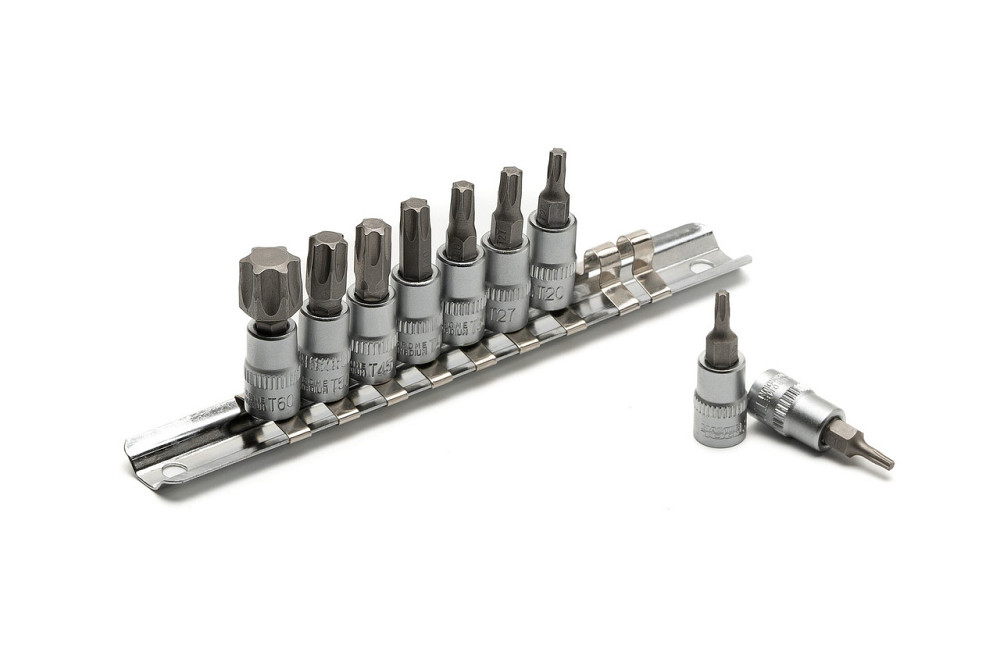 Набор головок торцевых MASTERTOOL с отверточными насадками TORX 1/4" T10-T60 CrV 9 шт 78-1400 Харків - зображення 5