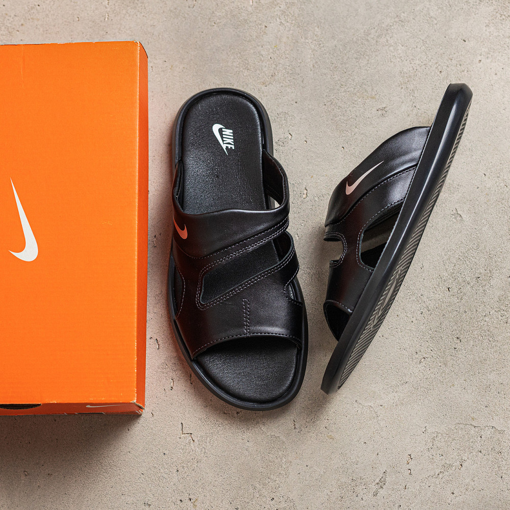 Мужские кожаные  летние шлепанцы-сланцы Nike Киев - изображение 7