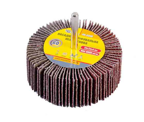 Насадка шлифовальная лепестковая MASTERTOOL зерно 60 80х30 мм со стержнем 6 мм 08-2286 Харків