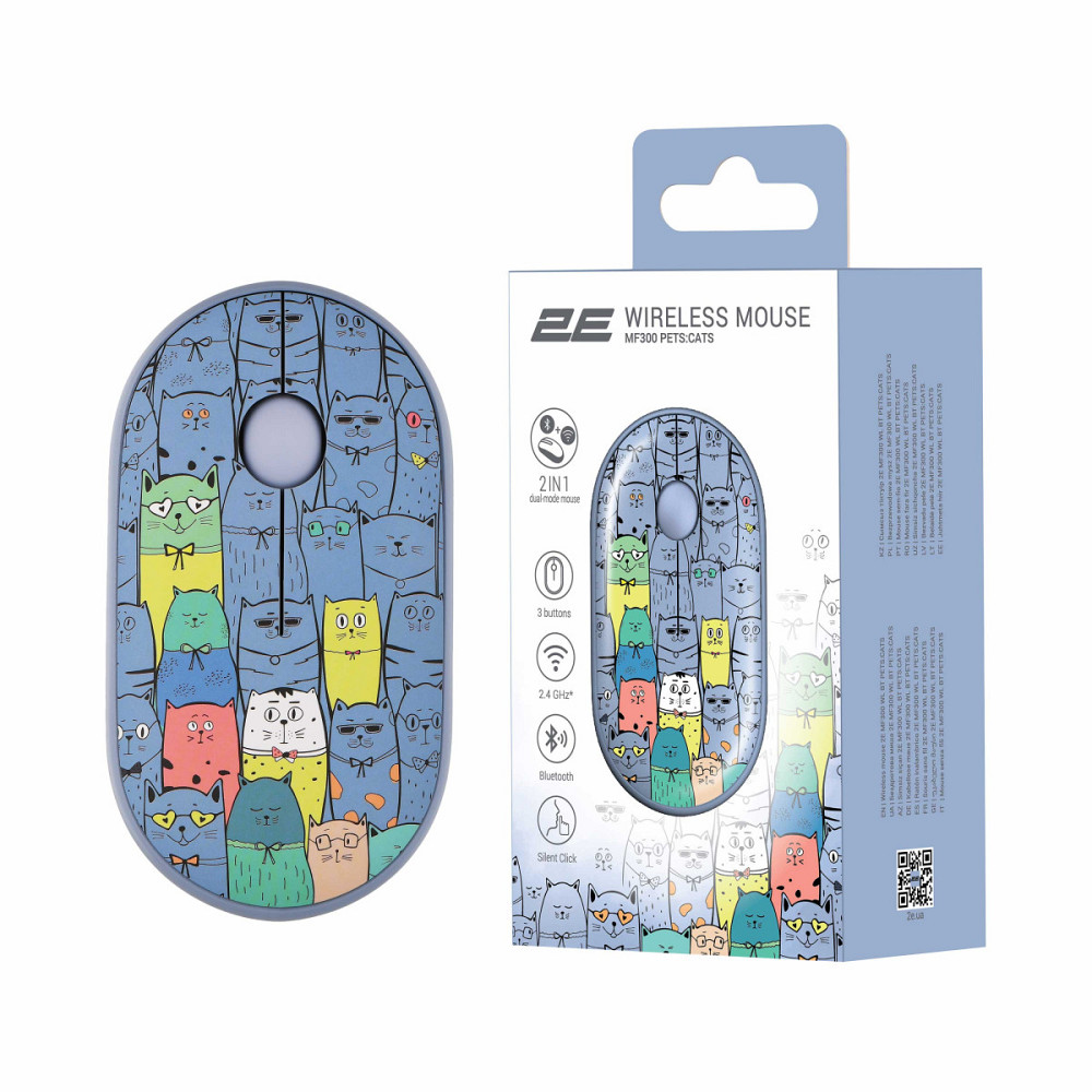 Мышь компьютерная безпроводная 2Е PETS CATS Silent WL BT 2E-MF300WPETSBL Киев - изображение 7