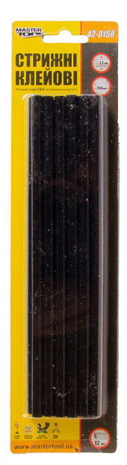 Стержни клеевые MASTERTOOL 7.2х200 мм 12 шт черные 42-0158 Харків - зображення 2
