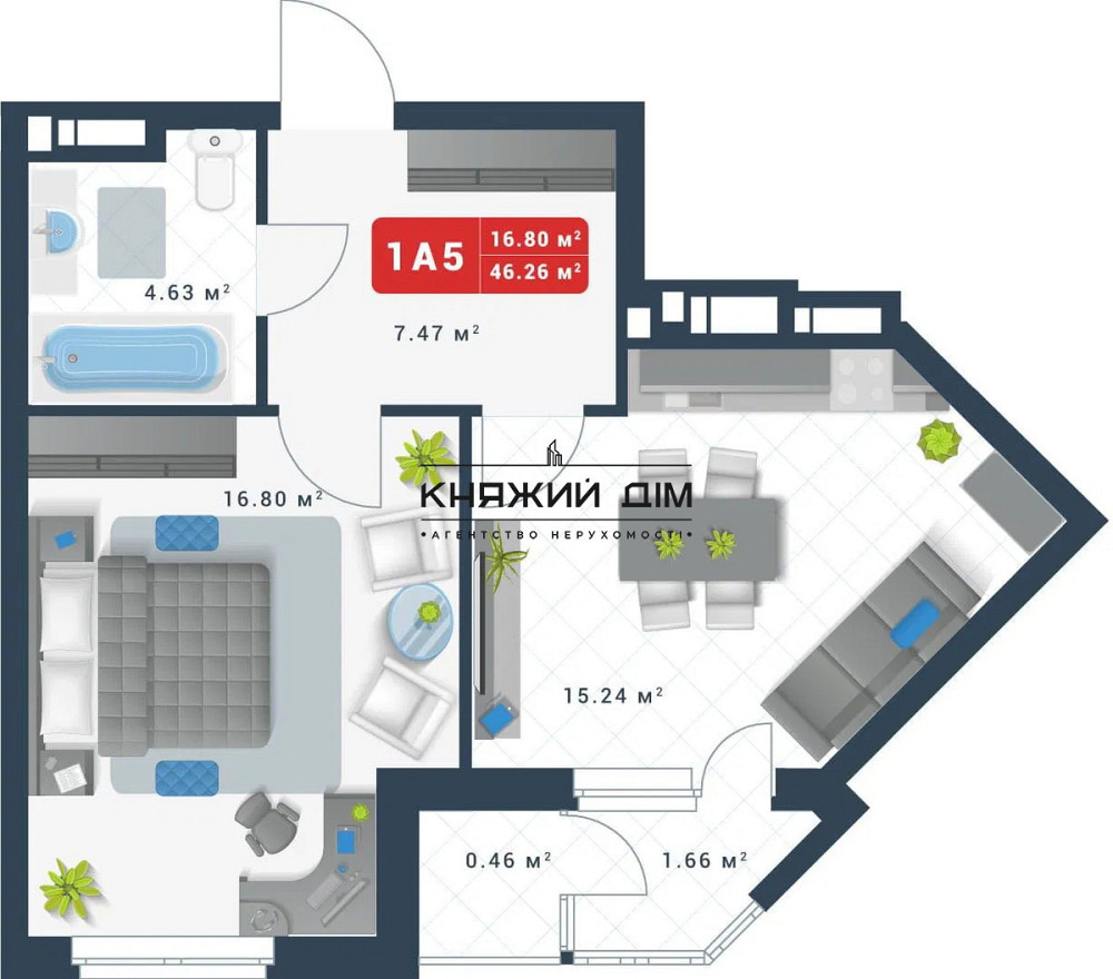 Продаж 1-кім. квартири у ЖК Причал 8. Код об'єкту: № 21146503 Київ - зображення 1